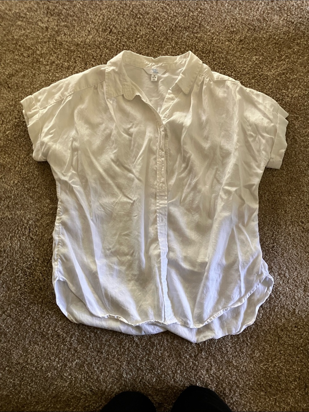 Time and Tru White Short Sleeve Button-Down Shirt